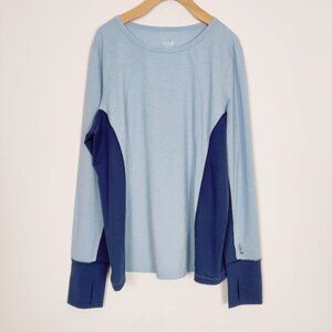 Lolë Womens Long Sleeve Color Block Top - Size XL  Gorpcore Merino